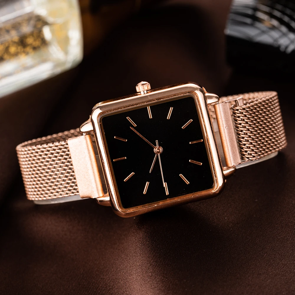 Watches for Women 2023 Gold Silver Quartz Ladies Square Wrist Watch Business Steel Mesh Bracelet Minimalism Clock reloj mujer