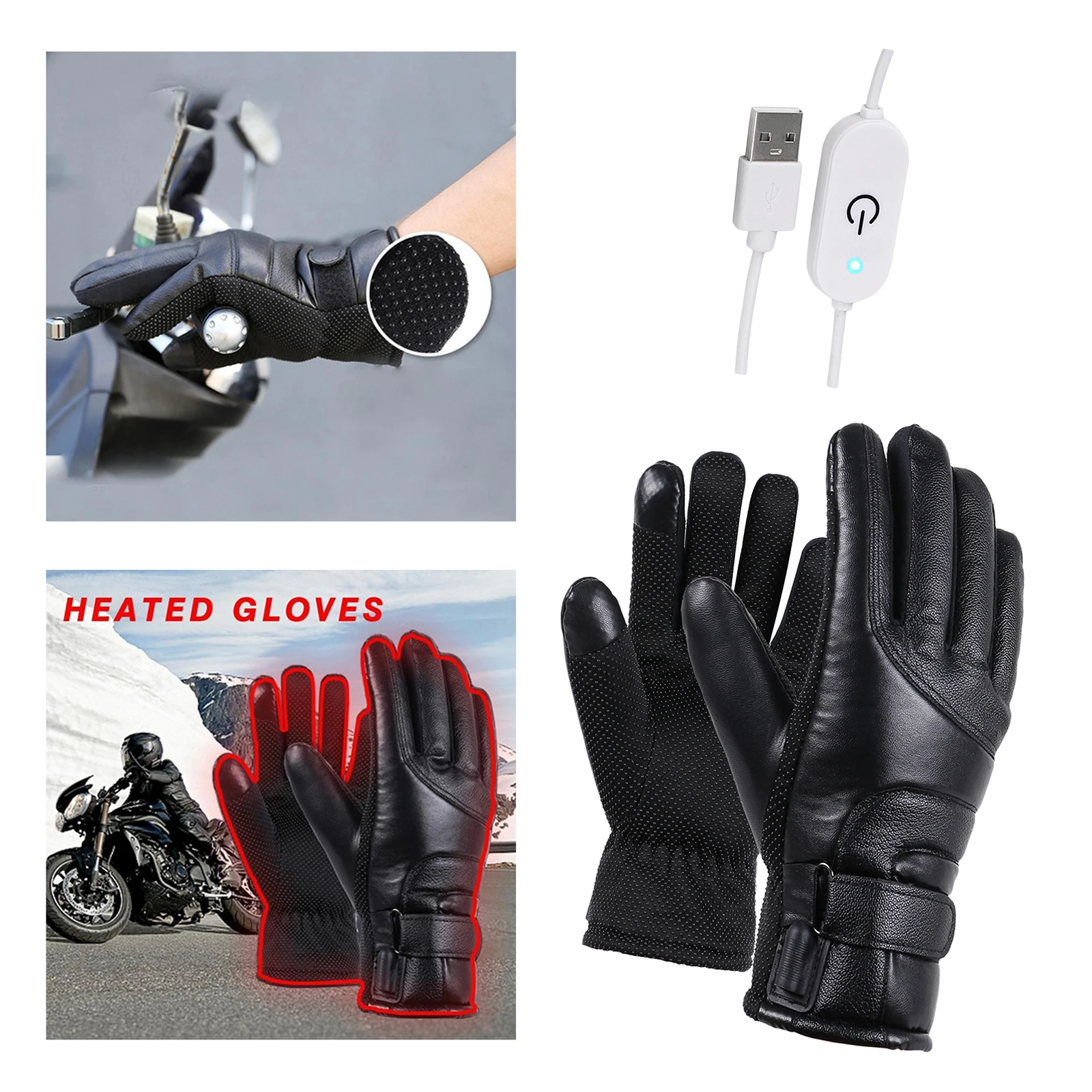 Winter Electric Heated Gloves Waterproof Windproof Cycling Warm Heating Touch Screen USB Powered Heated Gloves Christmas Gift