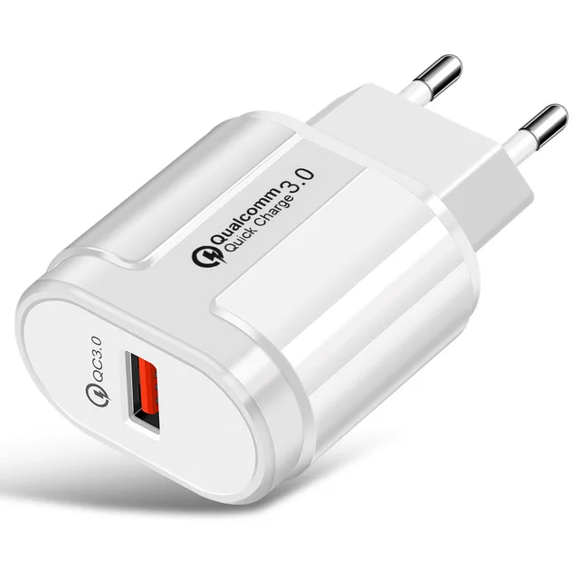 18 Вт Быстрая зарядка 3,0 Qualcomm QC 3,0 4,0 быстрое зарядное устройство USB портативный зарядный мобильный кабель для зарядки телефона для iPhone samsung Xiaomi - Тип штекера: EU white charger
