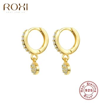 

ROXI Luxury Round Zircon Crystal Hoop Earrings for Women Brincos Wedding Silver Earrings Cartilage Silver 925 Jewelry Pendientes