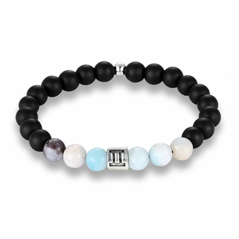 Signo del zodiaco de 12 constelaciones para hombre y mujer, pulsera de cuentas de moda hecha a mano, cuentas de piedra mate naturales de 8mm, pulseras de joyería