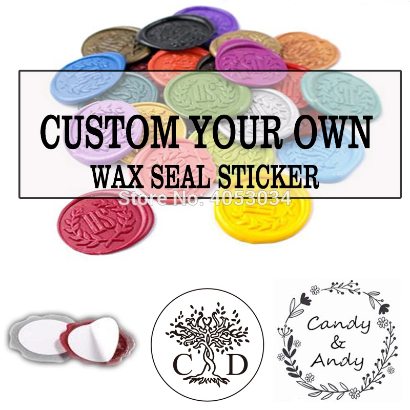 Personalized Self Adhesive Wax Seal Stickers With wreath two initial