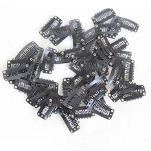 20pcs 32mmmm 8teeth wigs Clips with silicone back for Hair Extensions accessories too lblack
