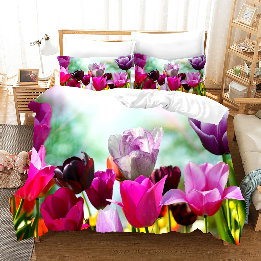 Tulip Bedding Set Flowers Scenery 