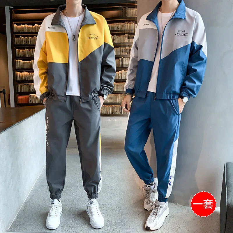 

2019 New Style Autumn Long-sleeve Suit Men's Trend Casual Sports Jacket Two-Piece Set Korean-style Cool MEN'S Suit