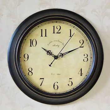 

American Retro Pastoral Living Room Restaurant Round the Wall Handing Clock Simple Digital Wall Clock Kitchen Living Room LA216