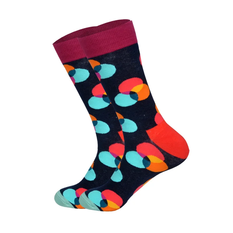 1 Pair Colorful Combed Cotton Socks Shark Skull Pattern Long Tube Happy Men Socks Novelty Skateboard Crew Casual Crazy Socks - Цвет: 28