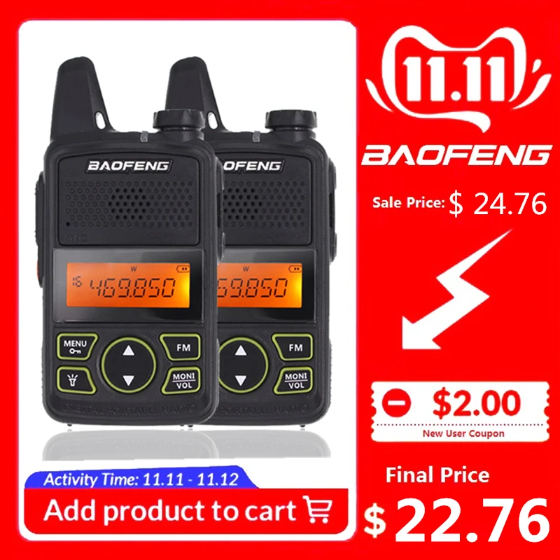Preise 2 stücke Baofeng BF T1 Mini Kinder Walkie Talkie UHF Portable Two Way Radio FM Funktion Ham Radio Baofeng T1 USB kind HF Transceiver