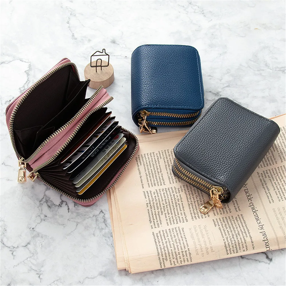 Genuine Leather Small Zero Wallet Women's Mini Key Three Layer