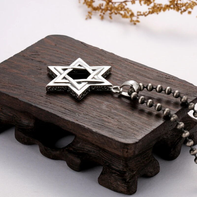 Happy Star Thai Silver Pendant silver 925 jewelry wholesale fashion six-pointed star personality Pendant Thai silver jewelry