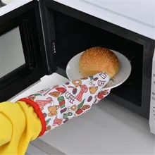 Теплоизоляционные перчатки для микроволновой печи, толстые мягкие модные кухонные принадлежности из полиэстера, защитные перчатки для барбекю, перчатки для микроволновой печи
