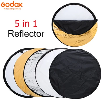 

Godox 24" 60cm 5 in 1 Portable Collapsible Light Round Photography White Silivery Reflector for Studio Multi Photo Disc Diffuers