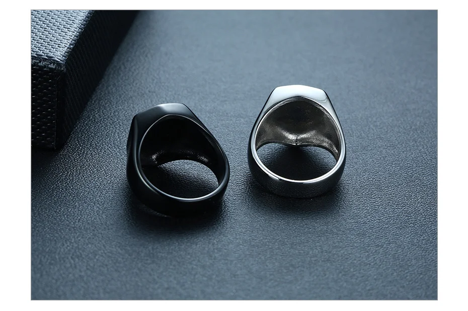 Vnox стильное персонализированное кольцо с плоским верхом для мужчин, черное серебряное кольцо из нержавеющей стали, мужское кольцо с печаткой, мужское ювелирное изделие в стиле панк