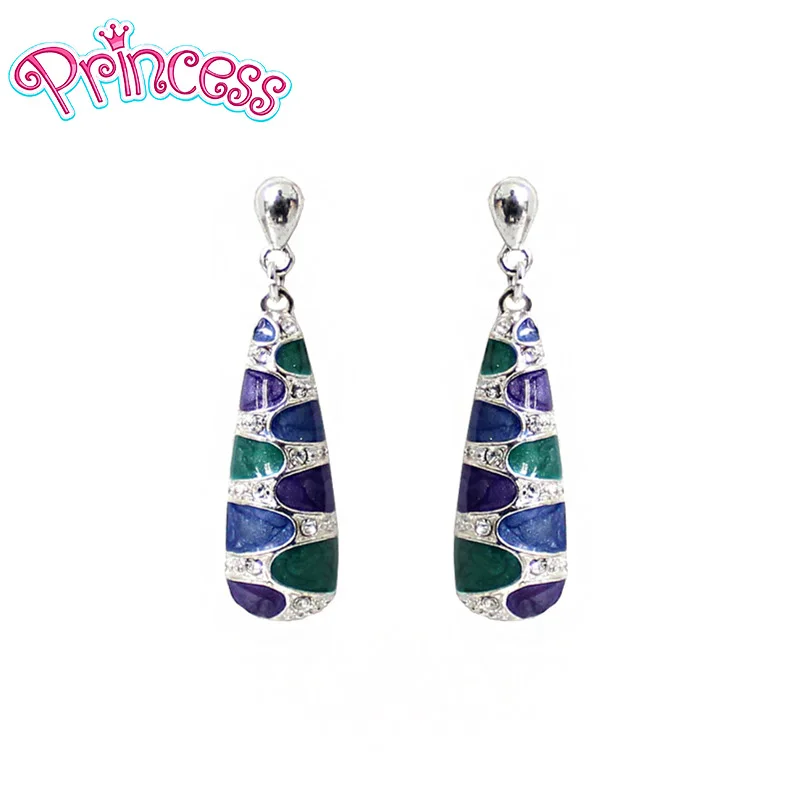 

2019 New Women's Fashion Silver Blue Purple Glaze Stud Earring For Girl Lady Women Freeshipping Wholesale ZB70