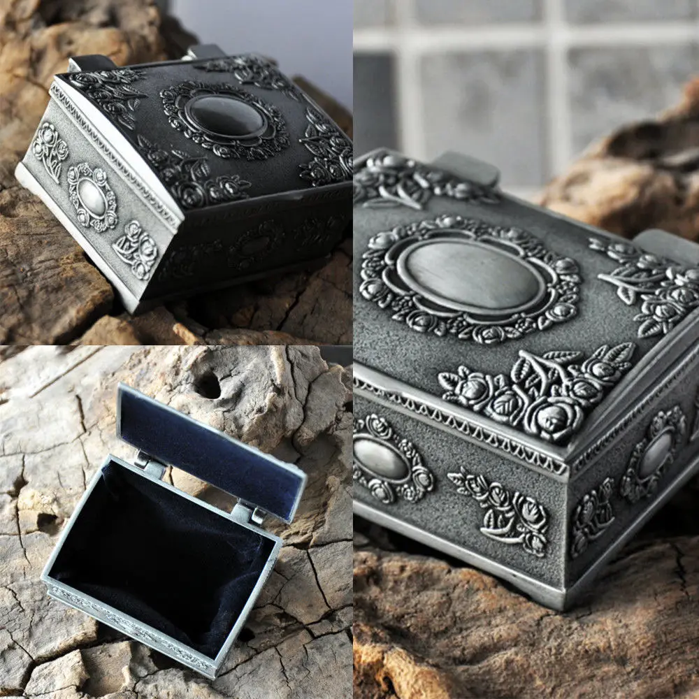 Fashion Metal Jewelry Casket Vintage Trinket Box Earrings Rings Packing Case Fashion Metal Jewelry Casket Vintage Trinket Box Earrings Rings Packing Case