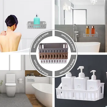 

One Set of 3pcs Punch Free Wall Rack Durable Wall Shelf Plastic Wall Shelf Simple Wall Basket for Home Kitchen Bathroom Hotel (P