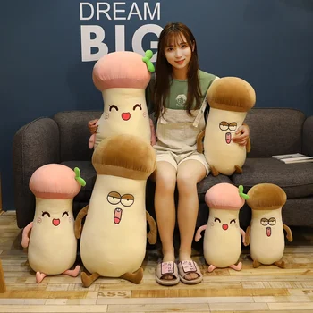 

New Arrival Apricot Bao Mushroom Pillow Plush Toy Full Filling Stuffed Mushroom Plush Toy Stuffed for Kids Birthday Gifts