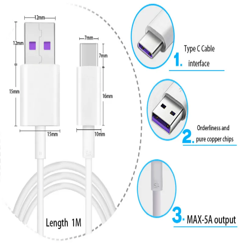 5А быстрая зарядка usb type C кабель для huawei P30 pro USB кабель для телефона зарядное устройство Carregador данных USB C зарядный кабель