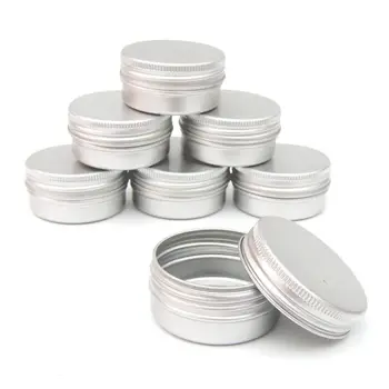 

Flat Silver Metal Tins Jars Empty Slip Slide Round Containers With Tight Sealed Twist Screwtop Cover,5 Pcs