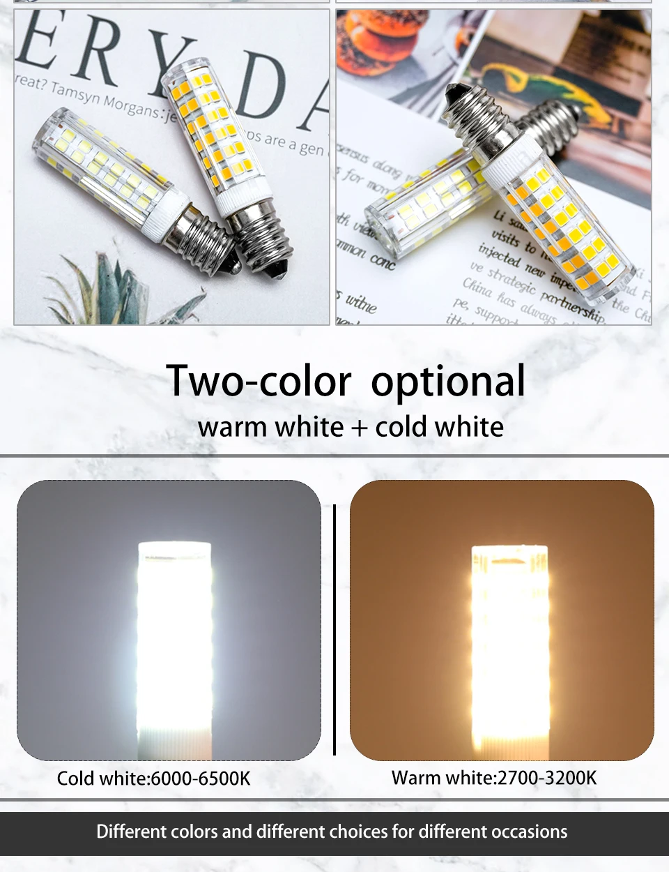 6pcs/lot LED Lamp E14 3W 4W 5W 7W AC220V 230V 240V Bombillas LED Light Corn Bulb SMD2835 Crystal Candle For Chandeliers Lighting