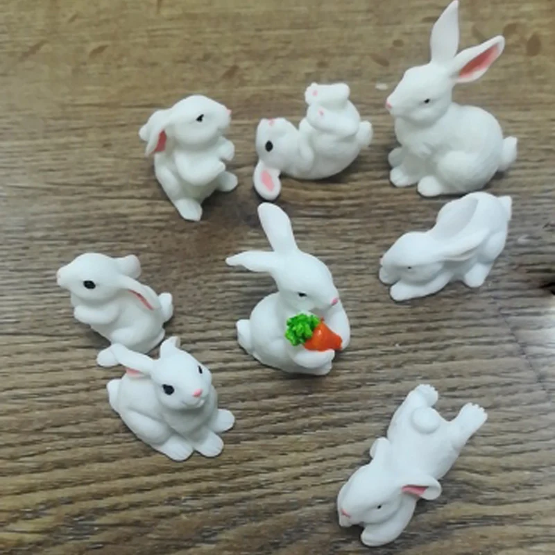 Милый Кролик Пасхальный миниатюрный заяц фигурка животного резиновый Landschaft ремесло кролик украшение для сказочного сада статуэтки аксессуары