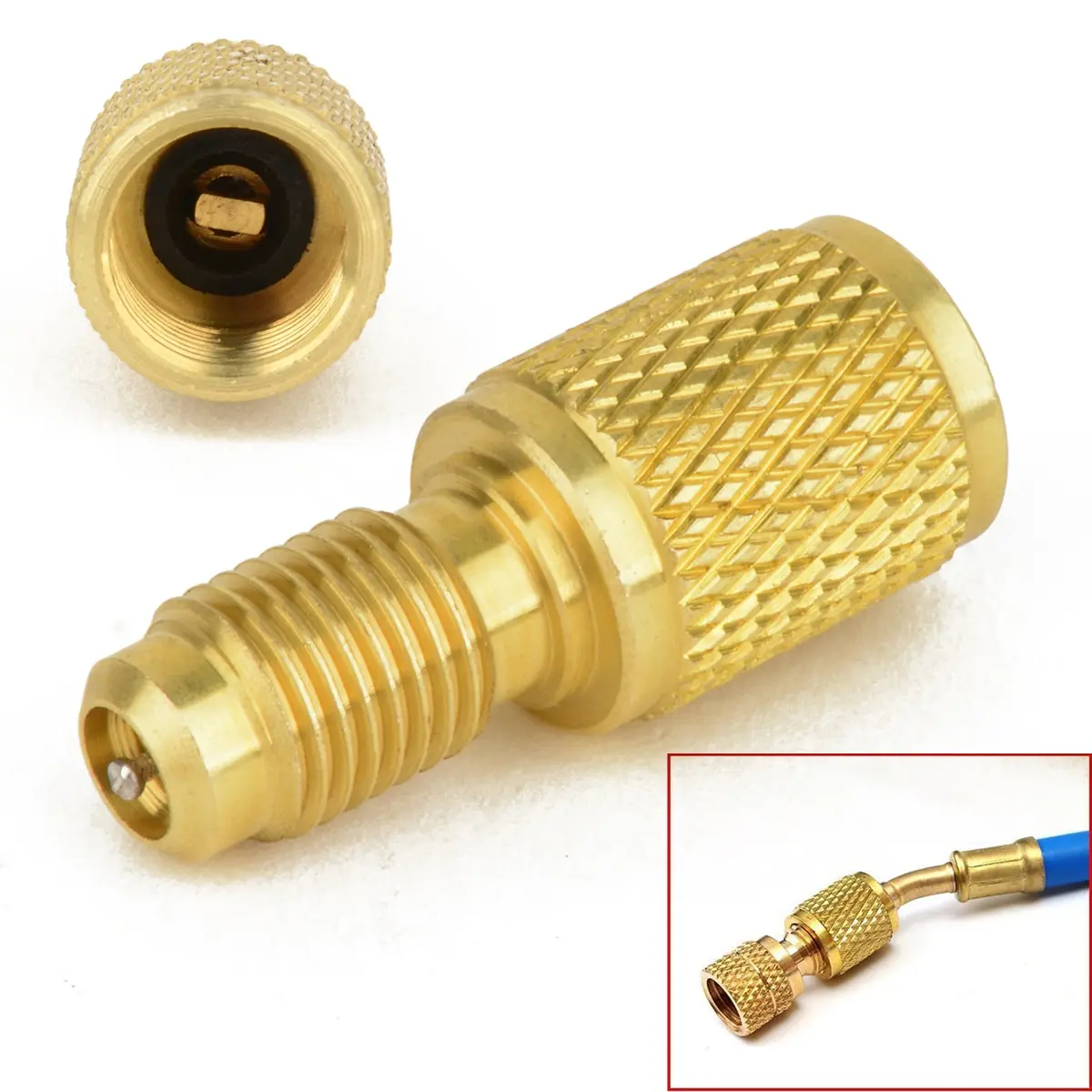 ACME A/C R134a Refrigerant Tank Brass Fitting Adapter 1/4" Male To 1/2" Female 