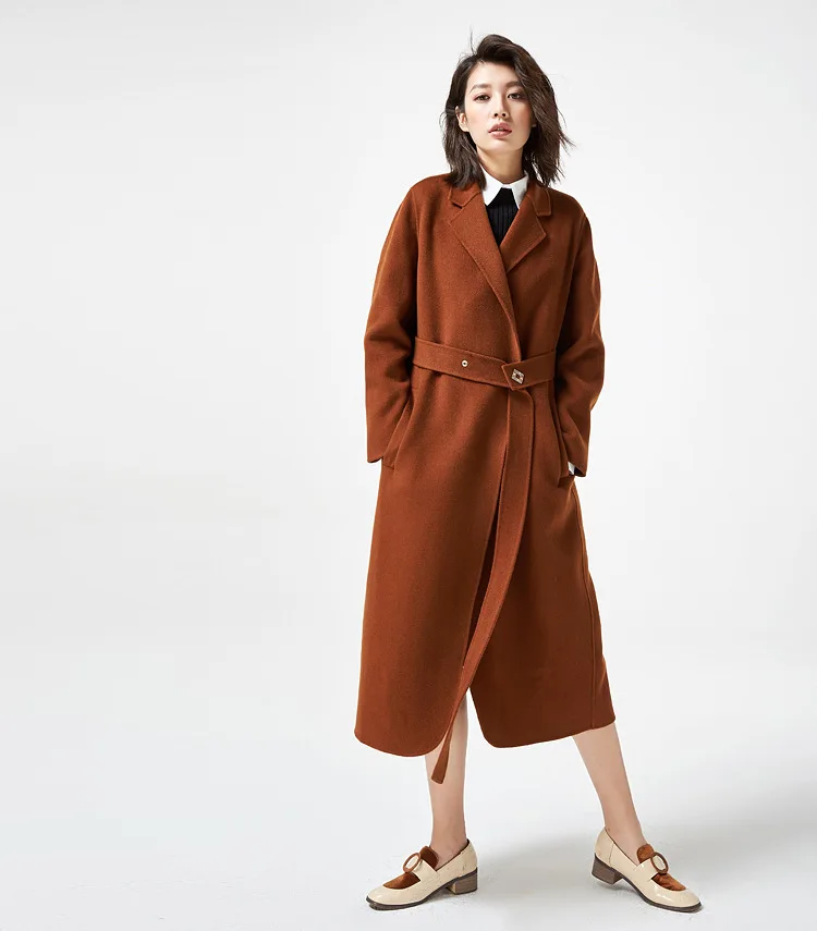 AIGYPTOS/ г. Классическая атмосферная одежда простое Н-образное из чистой шерсти сшитое вручную Двустороннее пальто шерстяное пальто для женщин