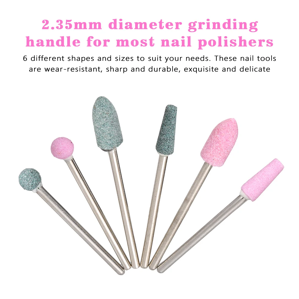 6pcs Nail Drill Bits Cuticle Cleaner Dust Drill Brush Rotary Polishing Nail Grinding Heads Nail Salon Tools Nail Grinding Tool