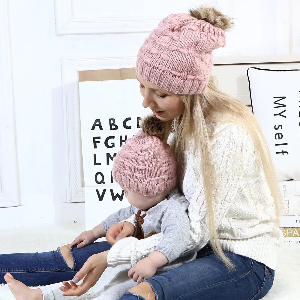 Новинка 2019 года, комплект из 2 предметов для малышей, одежда для малышей шапочка для мамы, шапка, кепка вязаная шапка для новорожденных