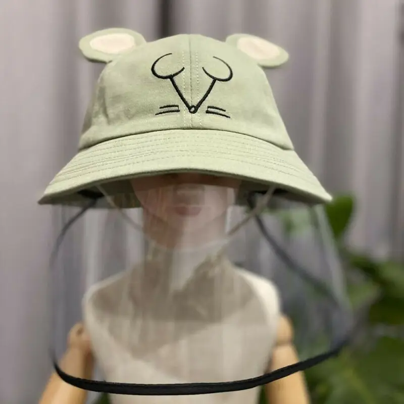 

Protective Anti-spitting Anti Dust Hat Cover Outdoor Fisherman Cap Clear Mask Saliva-proof Dust-proof Sun Visor Hat Cartoon