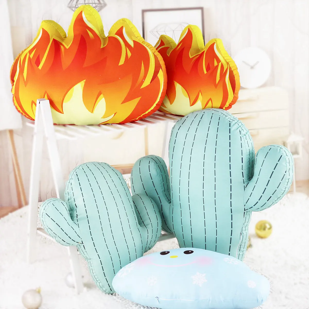 Cartoon Creative Nordic Fresh INS Wind Cactus Stir-Cloud Pillow Washable Backrest Birthday Gift Women's