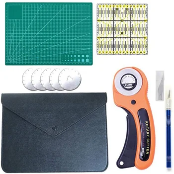 

Big deal Rotary Cutter Set, with 45mm Rotary Cutter, 5 Replacement Blades, Cutting Mat,for Crafting, Sewing,Patchworking, Croche