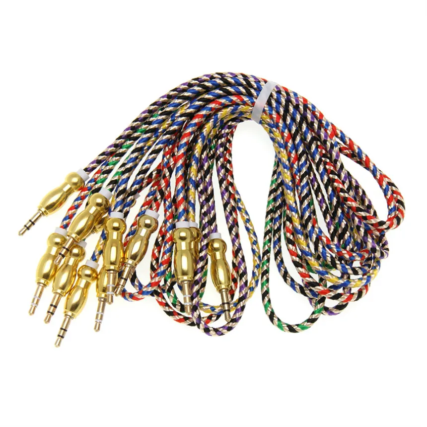 100cm Jack Audio Cable 3 5mm Gold Plug Stereo Aux Cables M M Headphone Cord for iPhone Car Speaker Earphone MP3 4