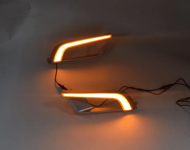 Автомобильный мигающий 2 шт. для Ford Ranger Wildtrak светодиодный DRL Дневной ходовой светильник дневной противотуманный фонарь желтый Поворотный Светильник
