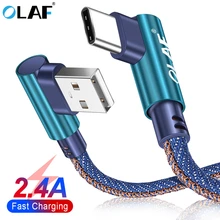 Cabo usb tipo c 90 graus, cabo de carregamento rápido para redmi note 8 pro samsung s10 s9 USB-C cabo de dados do carregador de 1m 2m