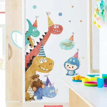 

Children's Room Wall Decoration Boy's Room Bedroom Wall Stickers Cartoon Dinosaur Stickers Door Sticker Self-adhesive Wallpaper