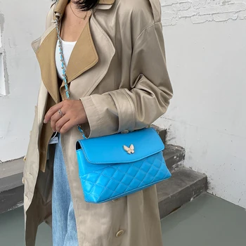 

Women Lattice Pattern Crossbody Bag Female Butterfly Casual Shoulder Handbags New Quality Women PU Leather Shoulder Bag