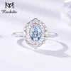 Kuololit 100% Natural Aquamarine Gemstone Ring for Women Solid 925 Sterling Silver Wedding Engagement Bride Gift Fine Jewelry ► Photo 2/6