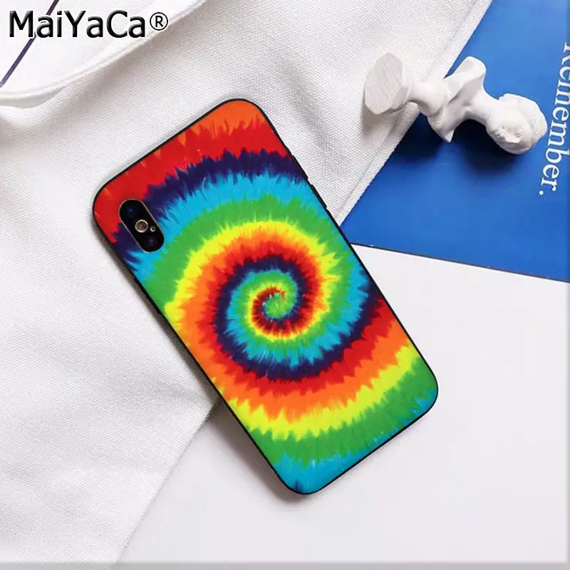 Чехол для телефона MaiYaCa с узором в виде галстука-красителя Batic Rainbow Retro Ink black для Apple iphone 11 pro 8 7 66S Plus X XS MAX 5s SE XR