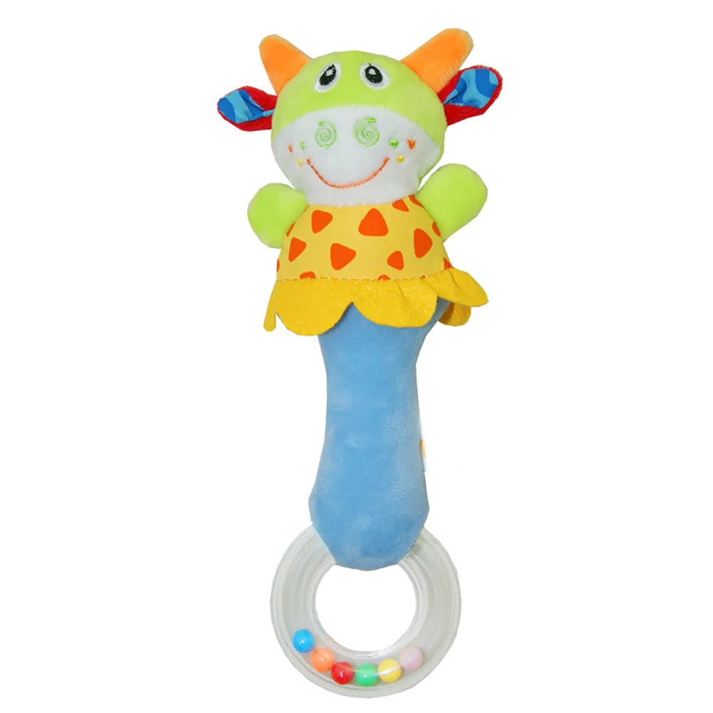 Baby Hand Rattle Toy Cute Colorful Cartoon Lion Animal Calf Teether Hand Rattle Toy Shaking Jingle 5