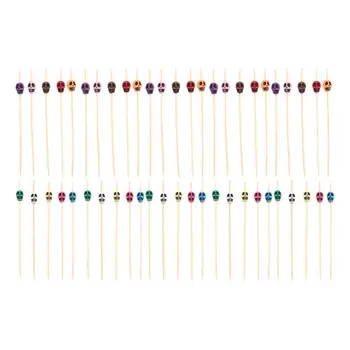

100 Pcs Disposable Creative Portable Lightweight Fruit Picks Fruit Sticks Cake Topper Bamboo Stick for Party Ball Gathering