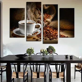 

4PC Coffee Beans Wall Art Oil Painting Canvas No Frame Wall Art Picture By Numbers For Living Room Hot