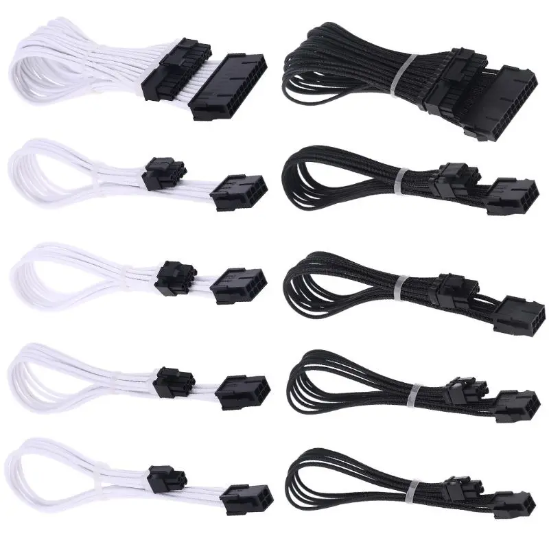 Sleeve Extension Power Supply Cable 24-pin A TX/EPS/8-pin PCI-E GPU/8pin CPU/6-pin PCIE/4-Pin CPU with Combs 18 AWG P9JD | Компьютеры и