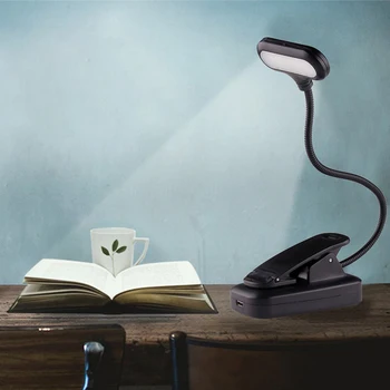 

Bedside Bedroom LED Reading Light USB Rechargeable Night Lamp Eye Protection Flexible Gooseneck For Student Clip On Portable