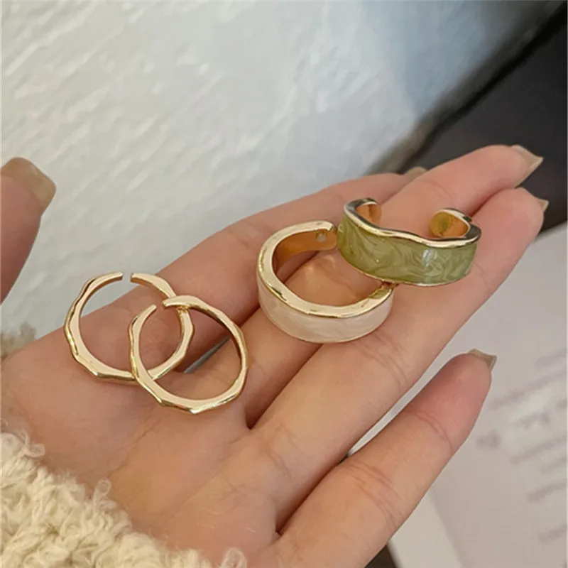 XIALUOKE Новое модное металлическое асимметричное круглое кольцо из эпоксидной смолы с открытым указательным