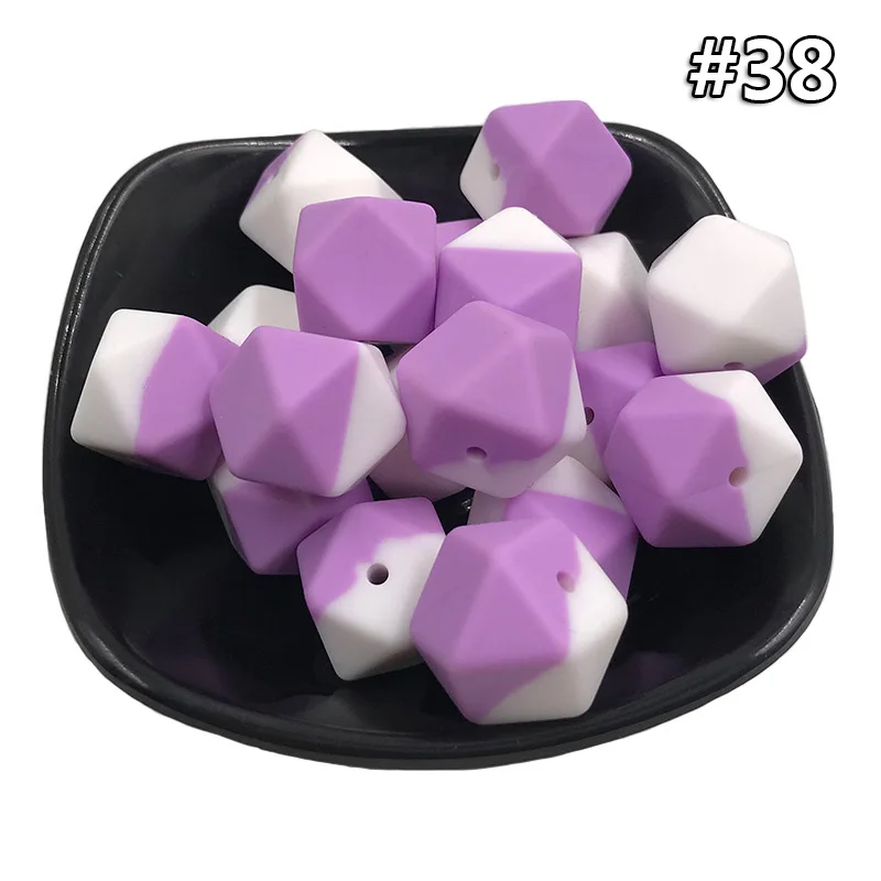 5PCS Beads 38 5 шт./компл. силиконовые шестигранные шарики 17 мм Силиконовые Шарики фитинг BPA бесплатно пищевого качества детские жевательные прорезыватели Прорезыватель Соска клип игрушка - Цвет: 5PCS Beads 38