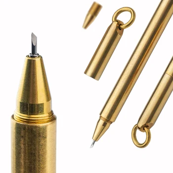 

Woodworking Scribe Marker Tool Alloy Tip Replaceable Gel Pen Copper Shell Hand Carving Knife Cutting Paper Tool Woodworking Tool