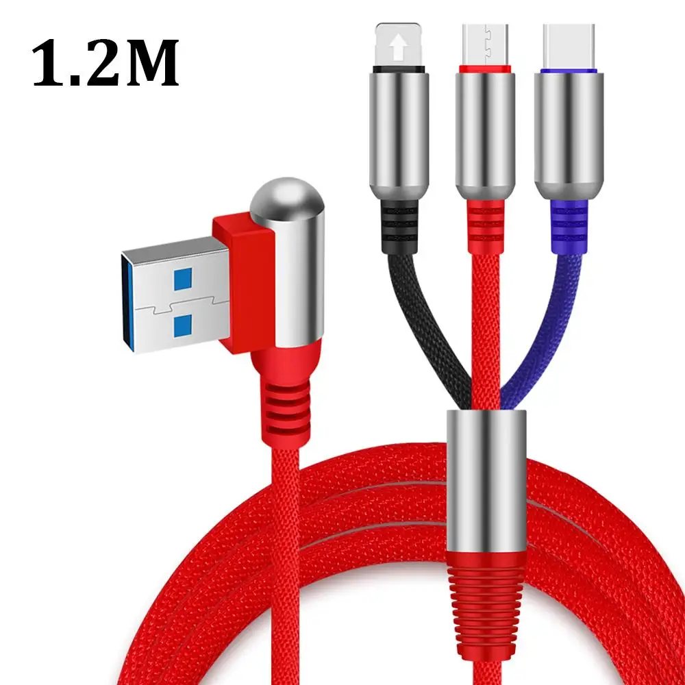 Red 3 в 1 Micro usb type C для iOS зарядный кабель линия передачи данных провод для быстрой зарядки Powerline для samsung A80 A40 мобильный зарядный провод кабель - Цвет: Red