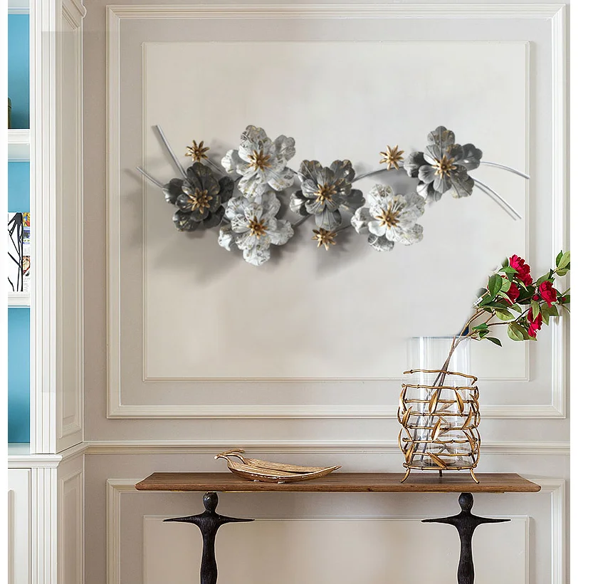 Скандинавский фон настенные металлические железные настенные подвесные в гостиной креативные настенные украшения, цветок Декор для дома