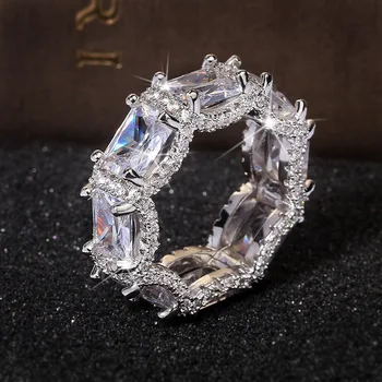 

Big Bling Ziron Stone Silver Color RIngs for Women Wedding Engagement Fashion Jewelry 2020 New